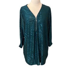 JM Collection Wildflower Sequoia Green Blouse